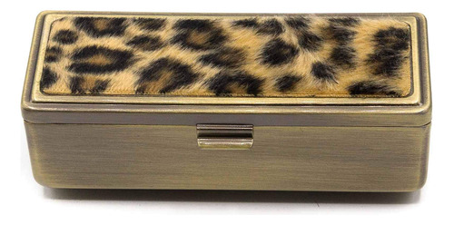 Estuche Labial De Viaje Con Estampado De Leopardo Y Espejo