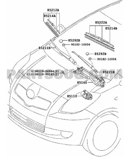 Tuerca De Brazo Limpia Parabrisa Toyota Corolla 90182-10006
