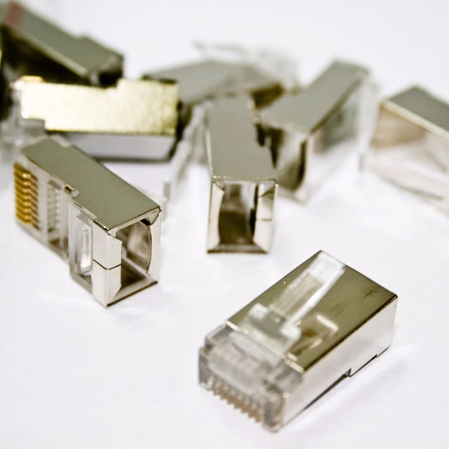 Ficha Macho Rj45 Blindada Plug Cat 5e Conector Cable Ftp X10