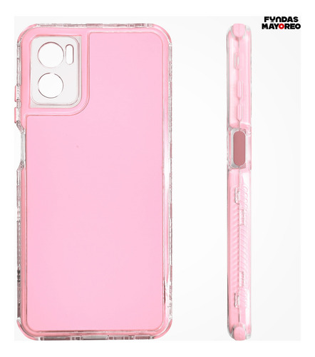 Funda Moto E22i / E22 Uso Rudo Con Mica Colores Rosa