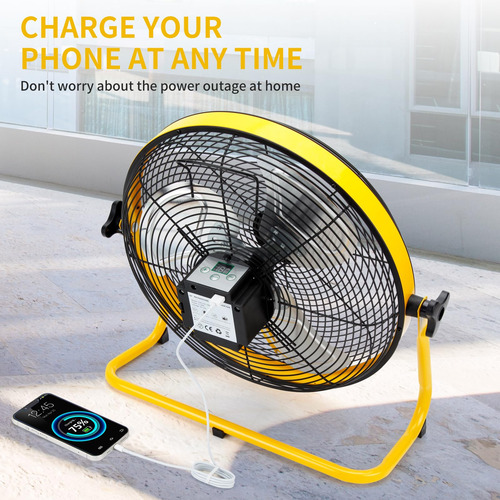 Ventilador Solar Portátil Recargable De 16 Pulgadas