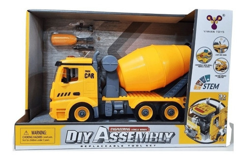 Camion Constructor Mezclador Diy Con Luz Sonido 32cm Color Amarillo