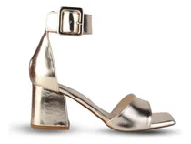 Comprar Sandalias Cuero Metalizado Taco Mujer - Vero - Ferraro