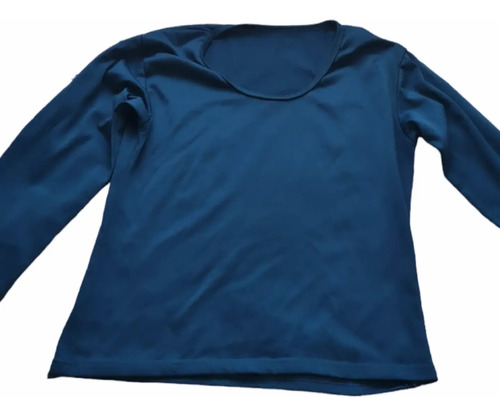 Camiseta Manga Larga De Polar Color Azul. Talla S. Mujer 