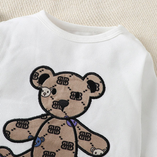 Mameluco Tierno De Algodón Para Bebé Con Estampado De Osito Blanco 6-9 M
