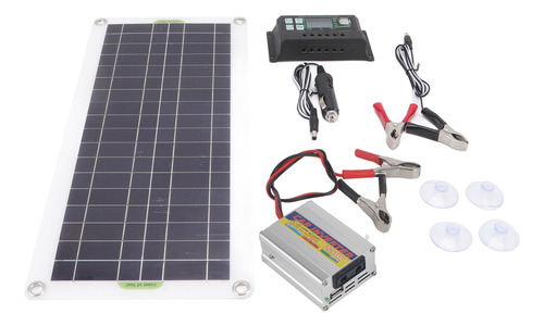 Panel De Carga Solar De 30 W, Kit De Batería Con Inversor De