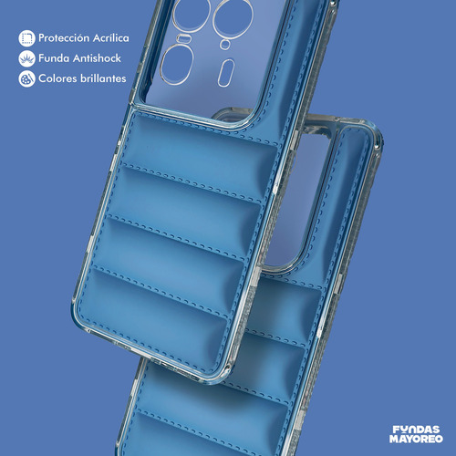 Funda Puff Moto Edge 50 Ultra 5g Case Y Mica Para Celular Azul