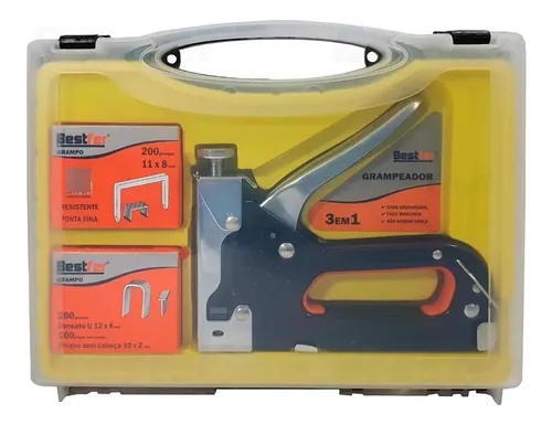comprar Grampeador Pinador Tapaceiro Profissional + Grampos E Pregos