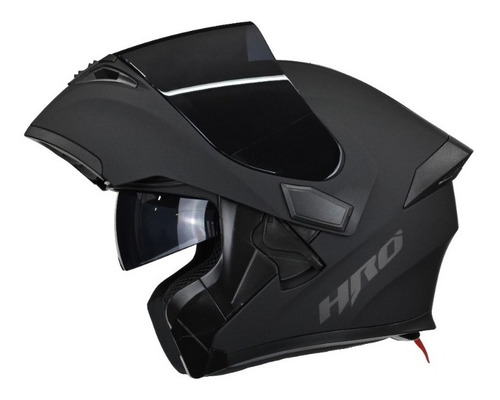 Imagen 3 de 9 de Casco Para Moto Abatible Hro 3400dv Negro Mate Con Luz Stop