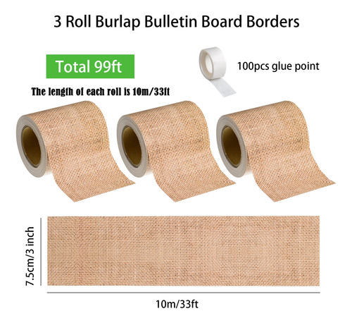 Rollos X3 Rectos De Arpillera Awizom Con Borde De Tablón De