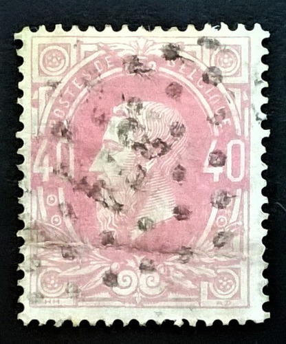 Bélgica, Sello Yv 34 Leopoldo Ii 40c Rosa 1869 Usado L12656