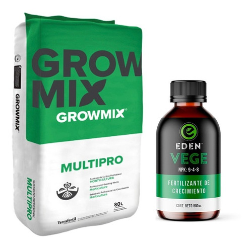 Sustrato Growmix Multipro 80lts Con Eden Vege 500cc