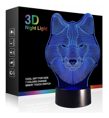 Lámparas Nocturnas 3d De Ilusiones Ópticas, T1-3deng-wolf01,