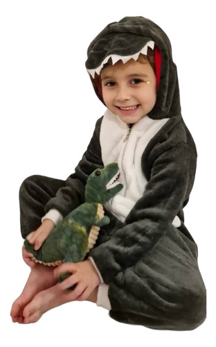 Pijama Invierno Niños Dinosaurio Súper Abrigado Plush 