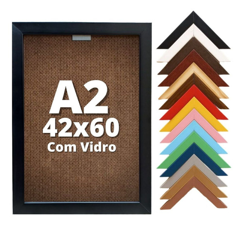 Moldura  Tamanha A2 60x42 Com Vidro, Ótimo Acabamento. Cor Dourado