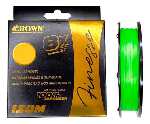 Linha Multifilamento Crown Finesse 8x 0,20mm 25lbs 150m