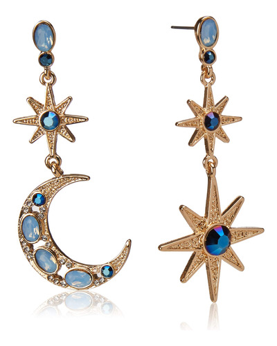 Betsey Johnson - Pendientes De Gota, De Luna Y Estrella Cel.