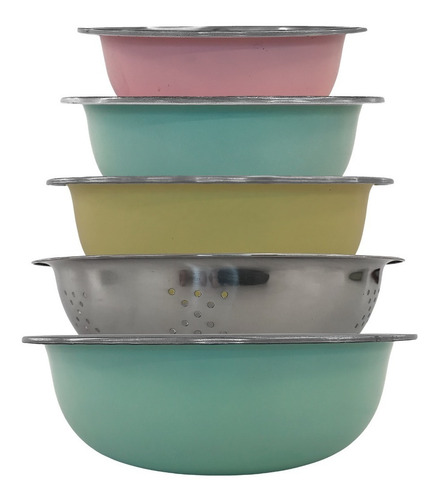 Set X5 Bowls Ensaladeras Escurridor De V