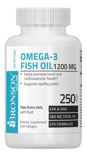 Omega 3 Aceite De Pescado Epa Dha - 250 Capsulas - Bronson