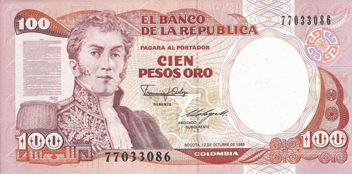 Colombia 100 Pesos 12 Octubre 1986