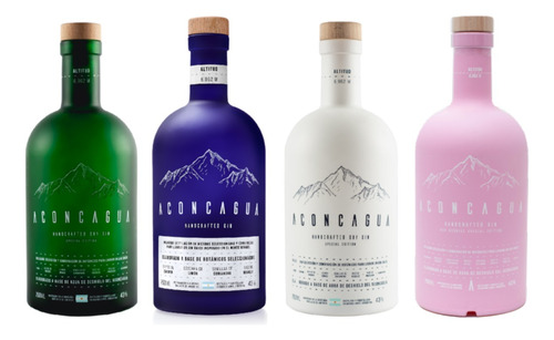 Gin Aconcagua Combo Azul + Verde + Blanco + Rosa 