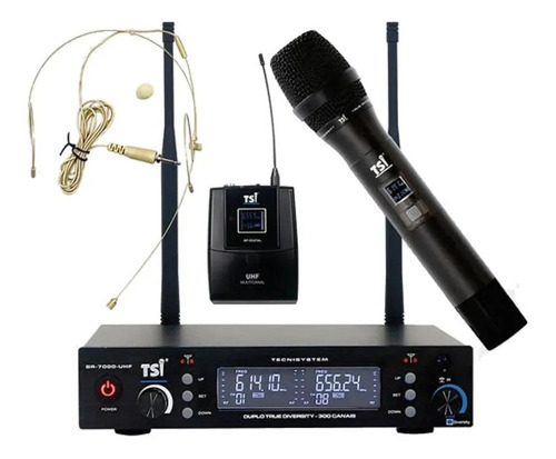 Microfone Sem Fio Em Uhf Br-7000 Tsi Cor Preto