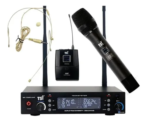 comprar Microfone Tsi Sem Fio Br 7000 Cli Uhf Mao Headset 300 Canais