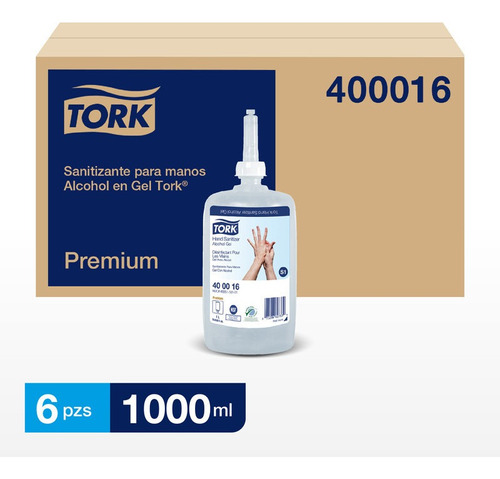 Tork Gel Antibacterial Prem 70% Alcohol 6 Envases/1000 Ml
