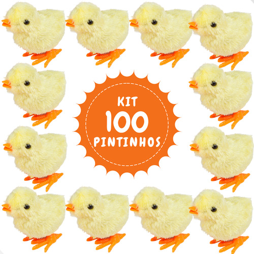 Kit 100 Pintinhos Amarelinho PelĂșcia A Corda Festas Atacado