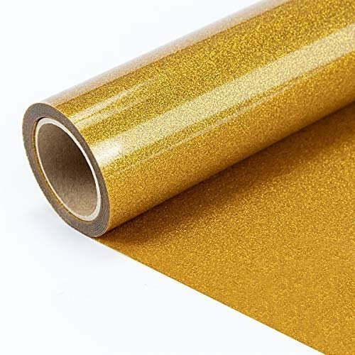 Rollo De 2 Mtr Vinil Textil Termotransferible Glitter Dorado