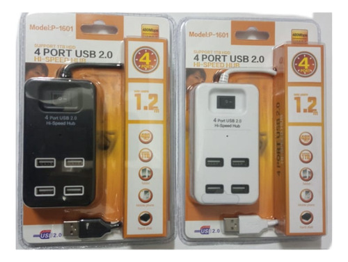 Hub Usb 2.0 Alta Velocidad 4 Puertos 480 Mbps Con Switch