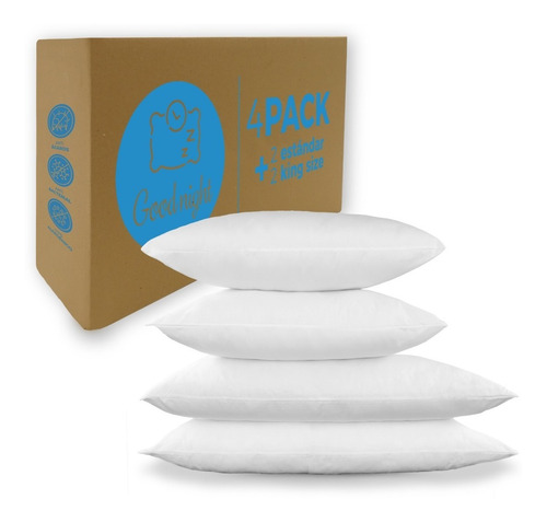 4 Pack Almohada Hotelera Good Night 2 Estandar + 2 King Size