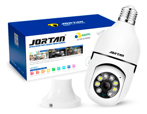 Câmera de segurança Jortan E27 Inteligente E27 com resolução de 2MP visão nocturna incluída branca