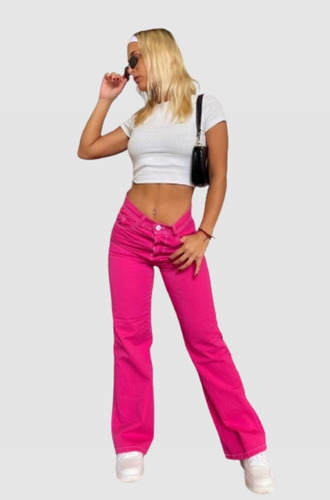 Jean Mujer Wide Leg Pink Calse Perfecto