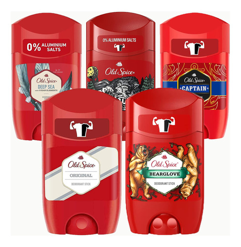 Old Spice - Desodorante Variado Para Hombres, Paquete De 5,