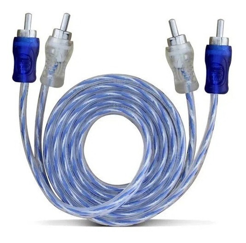 Kit 10 Cabos Rca Svart Listrado Azul Prata 4mm 1 Metro