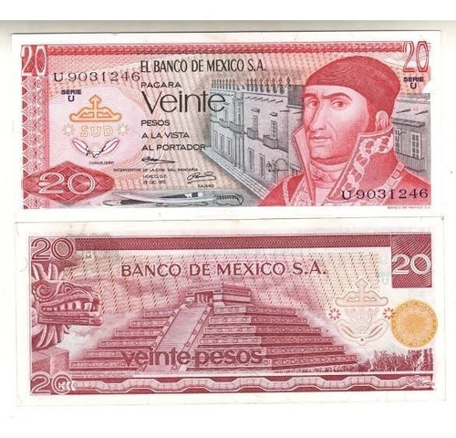 Billete 20 Pesos Morelos Teotihuacan Condición Usado 