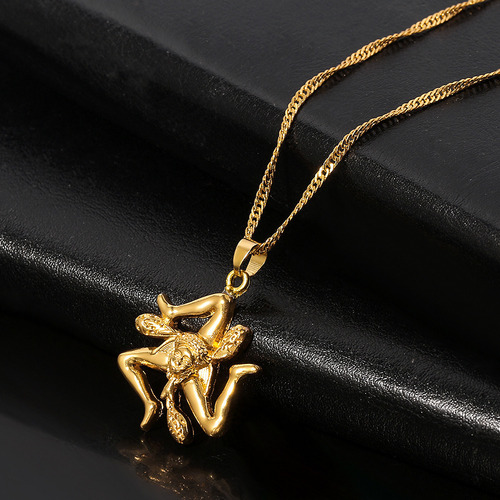 C Creative Quirky 3 Legged Cara Humana Arte Abstracto Collar