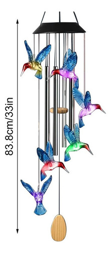 Campanilla De Viento Solar Led Colibr Para Decoración De Jar