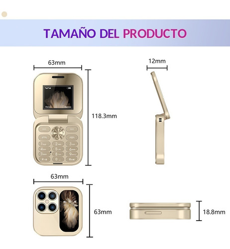 .i17pro Mini Teléfono Plegable 1.77 Pulgadas Dual Sim 2g