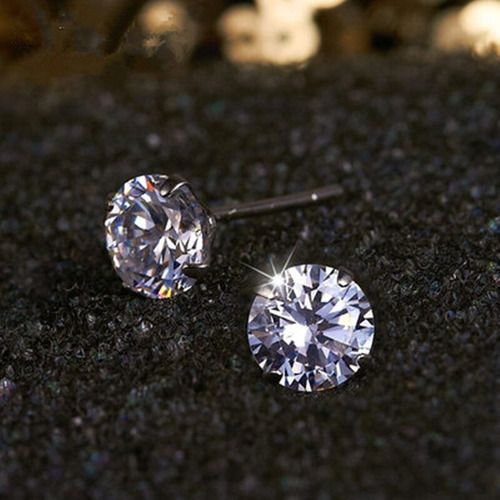 Imagen 2 de 4 de Aros De Joya Hombre Acero Inoxidable Brillantes Moda Blanco
