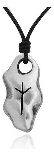 Colgante Algiz De Peltre Plata - Runas Vikingas 3.1 Cm