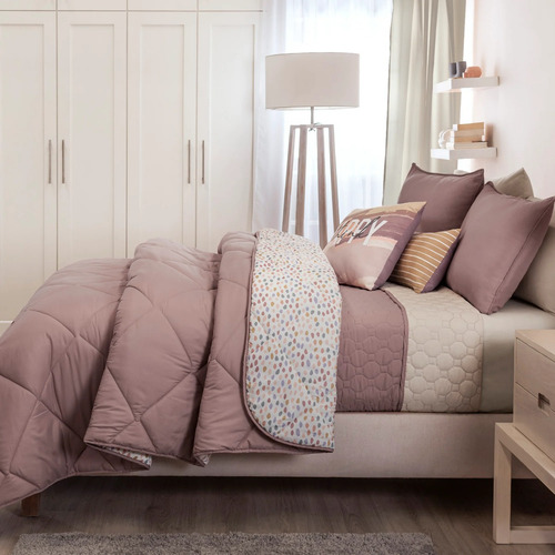 Juego Edredón Pretty King Size + Cubrecama + Fundas Almohada