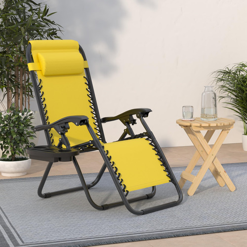 Reposeras Silla De Gravedad 0 Plegable Reclinable Amarillo
