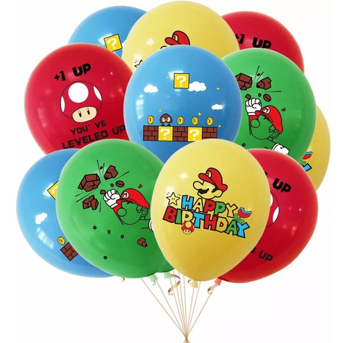 Kit Fiesta Mario Bros Globos De Cumpleaños Infantil 20pcs