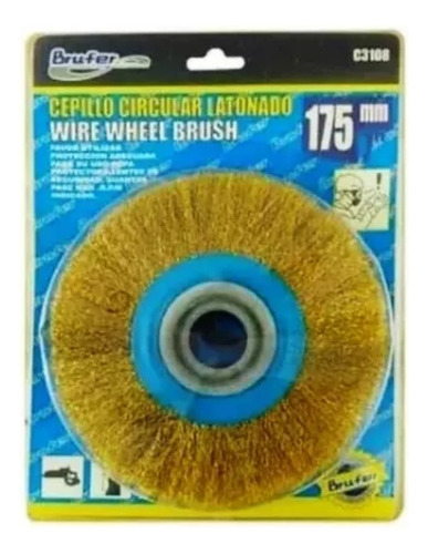 Cepillo Circular Latonado 8'' Blister Amarillo C3109 Brufer