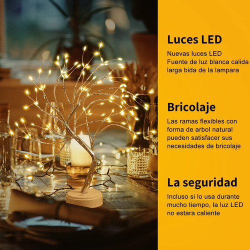 Lámpara Nocturna Bonsái Con 108 Luces Led Y Control Remoto