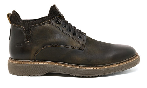 Bota Masculina Democrata Garage Lock Couro Cadaço Elástico