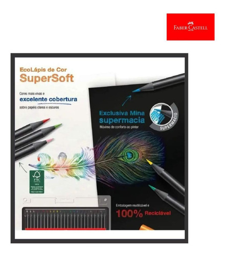 Imagem 6 de 10 de Kit Lapis Cor Caixa 24 Cores Faber Castell