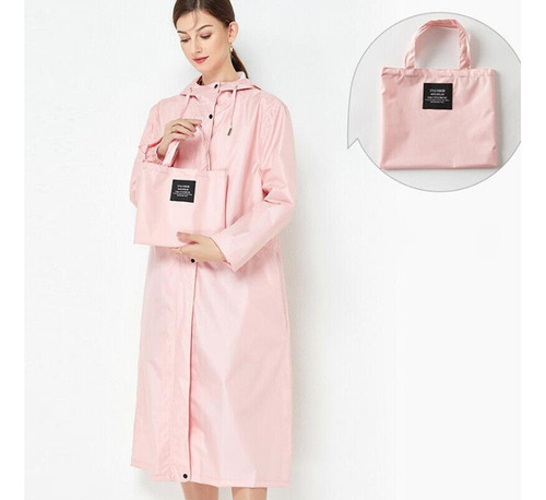 Chubasquero Largo Con Capucha Para Mujer Al Aire Libre